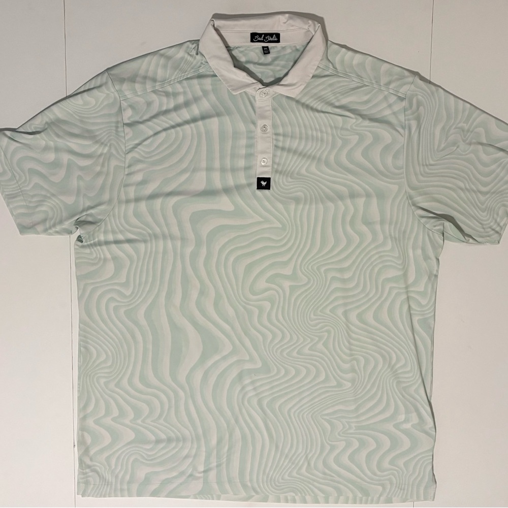 Bad Birdie Pale Green Mint Swirl Polo Shirt XXL - Picture 1 of 5